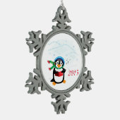 Caroling Penguin Tin Sneeuwvlok Ornament (Links)