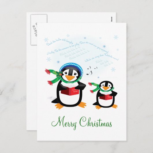 Caroling Penguins - Deck de Hallen Briefkaart (Voorkant / Achterkant)