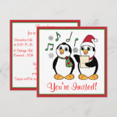 Caroling Penguins kerstfeest uitnodiging (Voorkant / Achterkant)