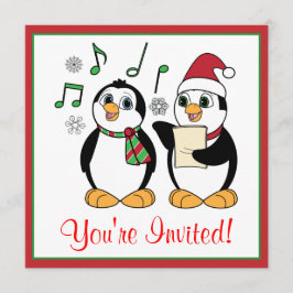 Caroling Penguins kerstfeest uitnodiging