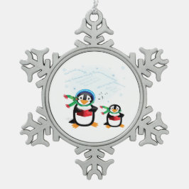 Caroling Penguins Tin Sneeuwvlok Ornament