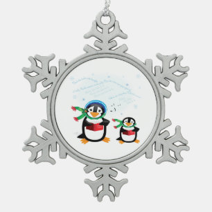 Caroling Penguins Tin Sneeuwvlok Ornament