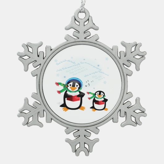 Caroling Penguins Tin Sneeuwvlok Ornament (Voorkant)