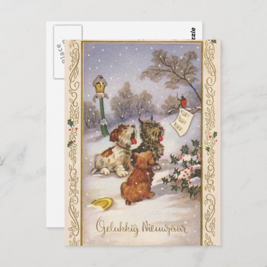 Caroling Pups Briefkaart (Voorkant / Achterkant)