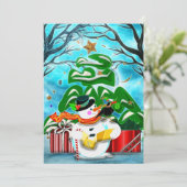 Caroling Snowman CUSTOM PARTY Kaart (Staand voorkant)