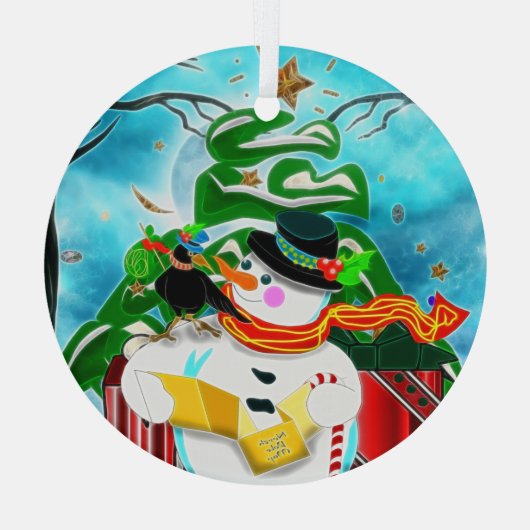 Caroling Snowman Glas Ornament (Achterkant)