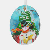 Caroling Snowman Glas Ornament (Voorkant Rechts)