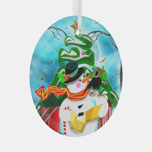 Caroling Snowman Glas Ornament (Voorkant Rechts)