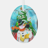 Caroling Snowman Glas Ornament (Voorkant links)