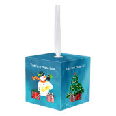 Caroling Snowman Kubus Ornament (Achter hoekig)