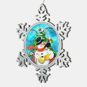 Caroling Snowman Tin Sneeuwvlok Ornament (Rechts)