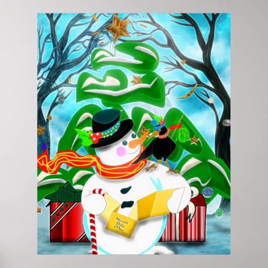 Caroling Snowman Wall/deur/raam Poster (Voorkant)