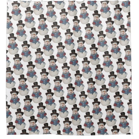 Caroling Snowman Winter Shower Curtain Douchegordijn (Voorkant)