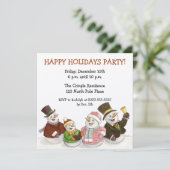 Caroling Snowmen Holiday Party Uitnodigingen (Staand voorkant)