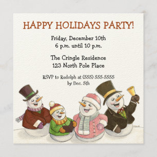 Caroling Snowmen Holiday Party Uitnodigingen
