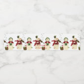 Caroling Snowmen Kerstversiering Waterfles Etiket (Enkel label)