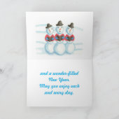 Caroling Snowmen Wij wensen u een vrolijk kerstfee Feestdagen Kaart (Binnen)