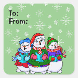 Caroling Snowpeople-kerstcadeautjes Label Stickers