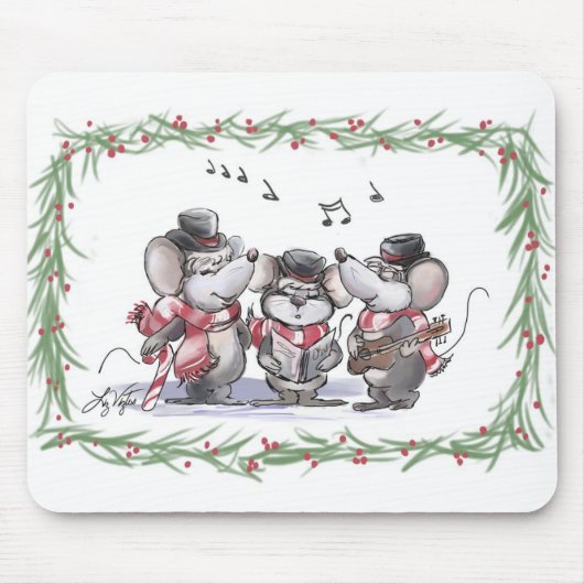 Caroling with Mic, Mac & Moe Mousepad Muismat (Voorkant)
