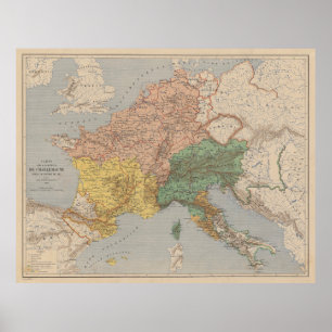 Carolingian Empire Map (1876) Poster