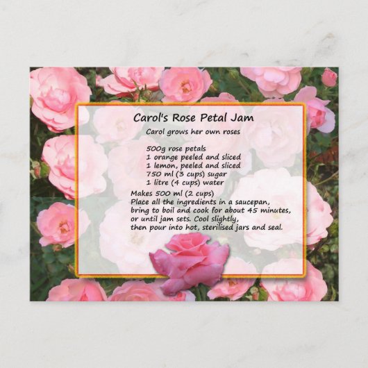 Carol's Roos Petal Jam Recipe Briefkaart (Voorkant)