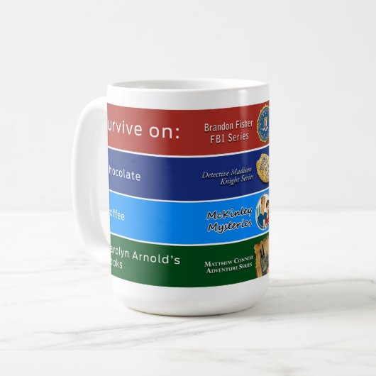 Carolyn Arnold's boeken 15 oz Mok (Voorkant links)