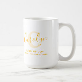 Carolyn naam betekent monogram C gouden gele tekst Koffiemok