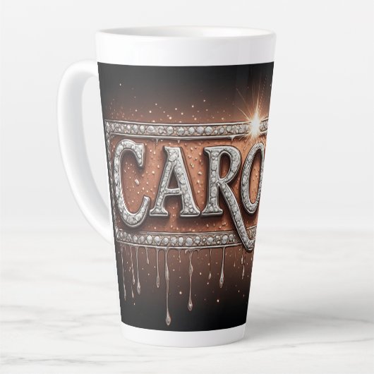 Carolyn Naam in Druppelend Goud Latte Mok (Linkerhoek)