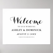Carolyna Calligraphy Elegant Welcome Wedding Sign Poster (Voorkant)