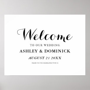 Carolyna Calligraphy Elegant Welcome Wedding Sign Poster