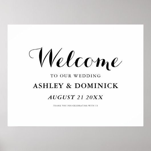 Carolyna Calligraphy Elegant Welcome Wedding Sign Poster (Voorkant)