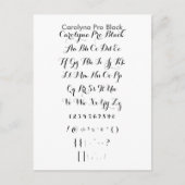 Carolyna Pro Black - Zazzle Font Sampler Sheet Briefkaart (Voorkant)