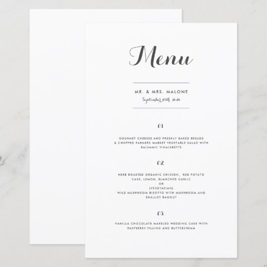 Carolyna Wedding-menu (Voorkant / Achterkant)