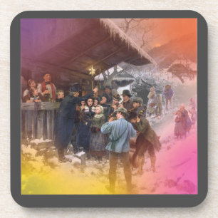 Carolzangers in Victoriaans tijden winter. Bier Onderzetter