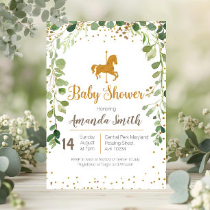 Carousel baby shower uitnodiging groen