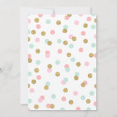 Carousel Birthday Invitation Floral Pink Mint Gold Kaart (Achterkant)