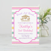 Carousel Birthday Invitation Girl Pink Glitter Kaart (Staand voorkant)