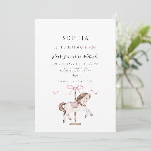 Carousel Birthday Invitation Kaart (Staand voorkant)