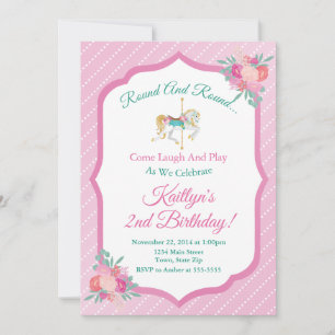 Carousel Birthday Invitation Merry Go Round Kaart