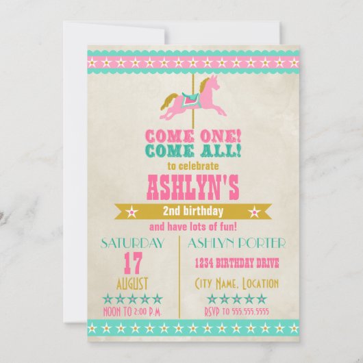 Carousel Birthday Kaart (Achterkant)