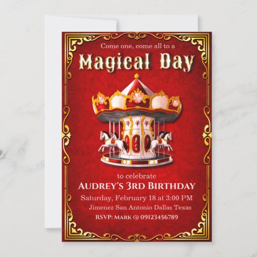 Carousel Birthday Kaart (Voorkant)