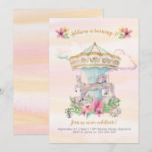 Carousel Birthday party Invitation Kaart (Voorkant / Achterkant)