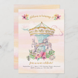 Carousel Birthday party Invitation Kaart