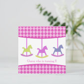 Carousel Birthday Party Invitation Kaart (Staand voorkant)