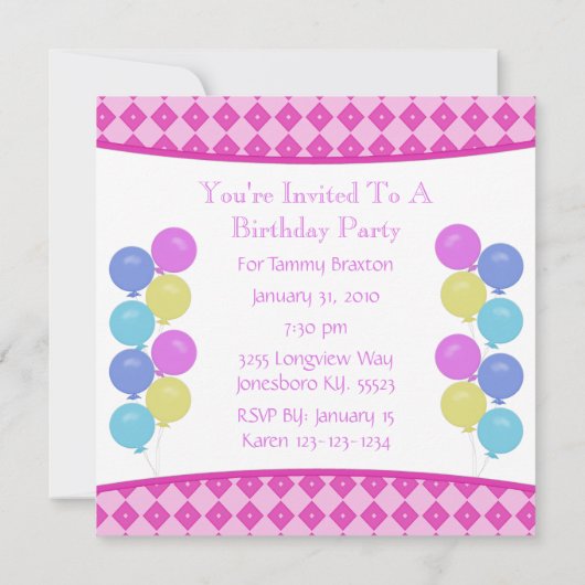 Carousel Birthday Party Invitation Kaart (Achterkant)