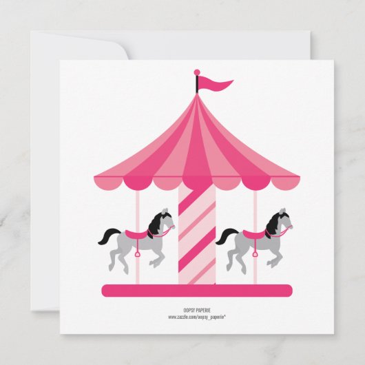 Carousel Birthday Party Invitation Kaart (Achterkant)