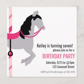 Carousel Birthday Party Invitation Kaart