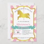 Carousel Birthday Party Invitation Kaart (Voorkant)