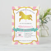 Carousel Birthday Party Invitation Kaart (Staand voorkant)