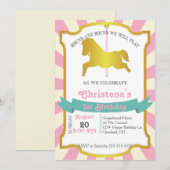 Carousel Birthday Party Invitation Kaart (Voorkant / Achterkant)